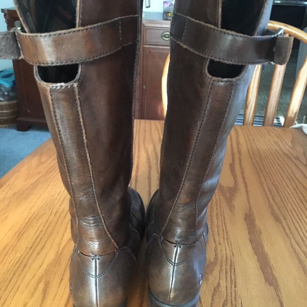 Brown leather boots